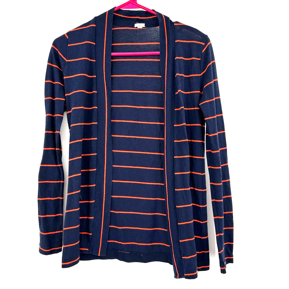 J. Crew size XXS blue red striped open front long sleeve‎ cardigan sweater